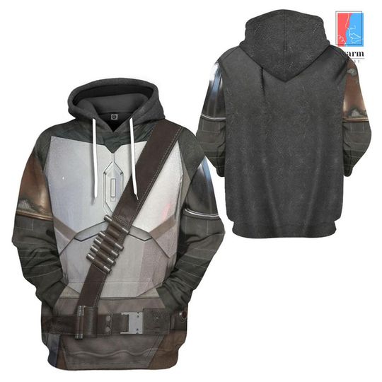 Starwars The Mandalorian Suit Full Over Print Hoodie | Din Djarin The Mandalorian Halloween Costume | Starwars Galaxy Edge Christmas Shirt