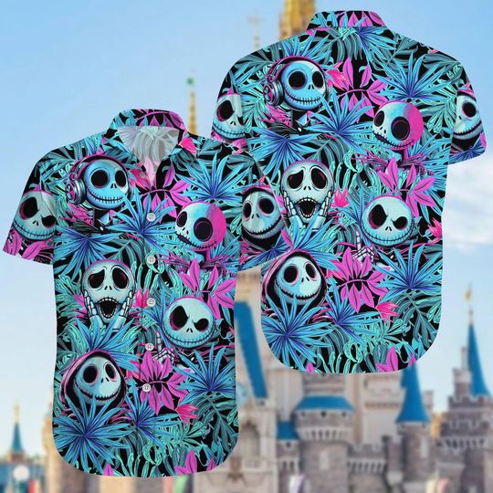 Jack Skellington Shirt, Nightmare Before Christmas Button Shirt, Horror Fan Shirt, Halloween Party