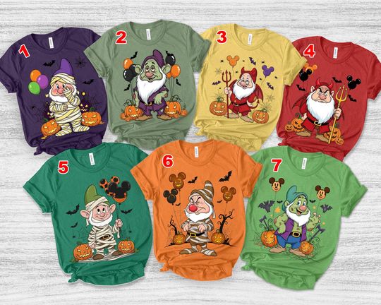 Seven Dwarfs Halloween Matching Shirt/Seven Dwarfs Tee/7 Dwarfs Group tee/7 Dwarfs Family Halloween Shirt/7 Dwarfs Halloween Shirts