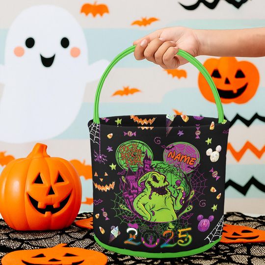 Halloween Oogie Boogie Bash Basket, Custom Name Disneyland Halloween party Mickey Stitch Oogie Boogie man Bag, Basket Bag Halloween Trip