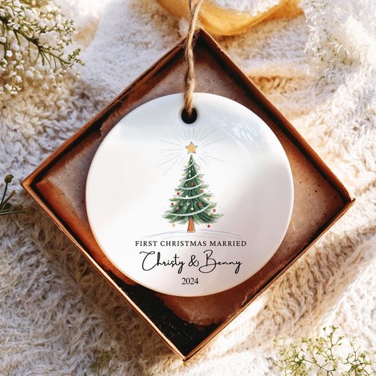 First Christmas Married Ornament, Mr and Mrs Ornament, Personalized Wedding Gift