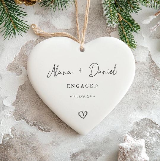 Engaged Ornament | Engagement Gift | Engagement Ornament | Couples Ornament