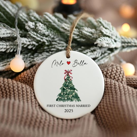 First Christmas Married Ornament, Wedding Gift, Mr and Mrs Ornament