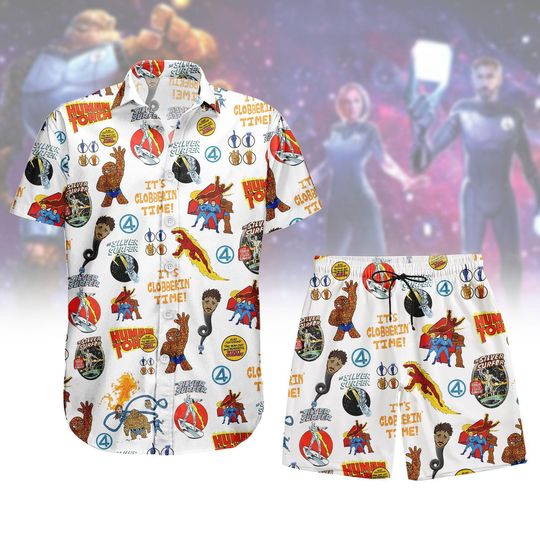 Fantastic Four First Steps Button Shirt, Men Shorts, Marvel Fantastic Four Character Hawaiian Shirt, Fantastic 4 Shirt, Marvel Shirt