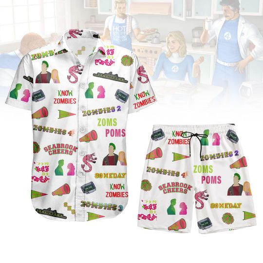 Disney Zombies 4 Button Shirt Shorts, Addison Eliza Nova Victor Willa Zed Button Shirt, Disney Dawn of The Vampires Hawaii Shorts