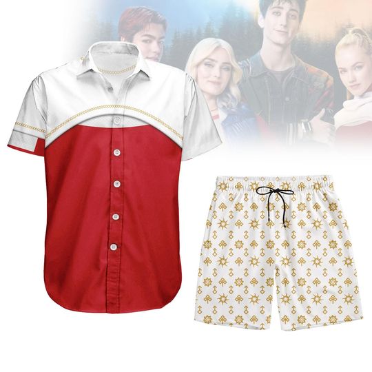 Disney Daywalker Nova Hawaiian Shirt/Shorts, Zombies 4 Button Shirt, Disney Zombies Costume T-Shirt, Zombies Nova Cosplay Costume Tee