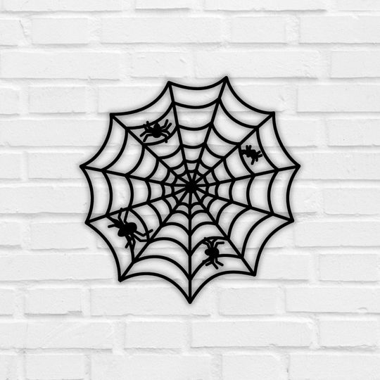 Spider Web Metal Wall Decor, Custom Halloween Metal Sign, Happy Halloween Metal Indoor Outdoor Decor, Halloween Porch Yard Decoration
