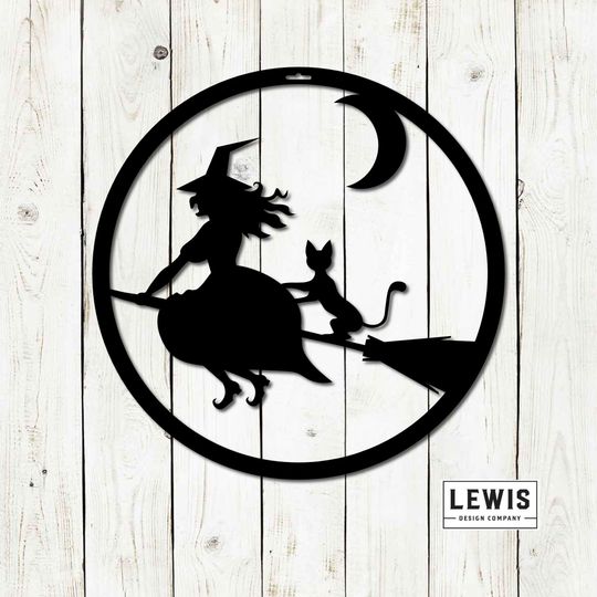 Witch Metal Sign, Witch Sign, Halloween Door Hanger, Halloween Decor, Fall Decor, Fall Wreath, Halloween Sign, Metal Art