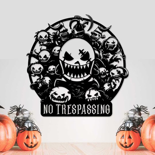 No Trespassing Custom Metal Sign for Halloween, Personalized Gifts, Wall Art, Handmade Gift for Family, Halloween Gift Metal Sign,Wall Decor