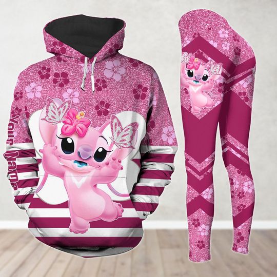 Custom Stitch Angle Hoodie And Leggings, Ohana Means Family Shirt, Disney Lilo And Stitch Hoodie, Disneyworld Cartoon Hoodie For Women