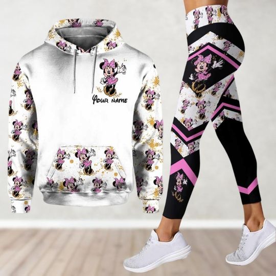 Personalized Minnie Mouse Hoodie And Leggings, We Are Never Too Old For Magic Shirt, Women Leggings, Minnie Lover Shirt Gift For Her