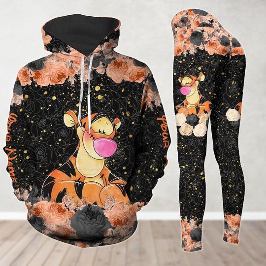 Personalized Tigger Hoodie and Legging, Winnie Pooh Shirt, Disney Movie Cartoon Hoodie, Women Leggings, Tigger Lover Gift For Her Him