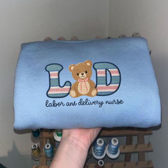 Floral Labor and Delivery Nurse Embroidered Sweatshirt, Coquette Bow L&D Nurse Sweatshirt