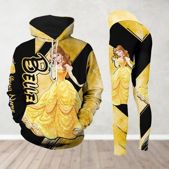 Custom Princess Belle Hoodie And Legging, Disney Princess Character Shirt, Belle Lover Gift For Her Women, Beauty And The Beast Shirt