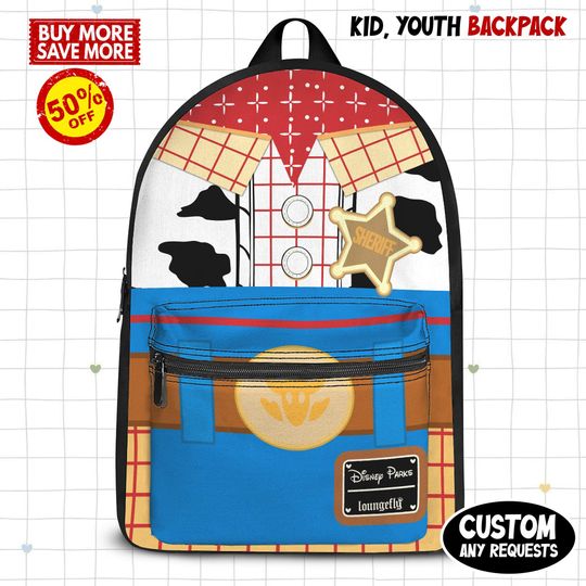 W.o.o.d.y Backpack for Kids, School Bag, Birthday Gift, Back to School