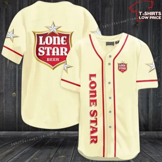 Lone Star Beer Beige Baseball Jersey