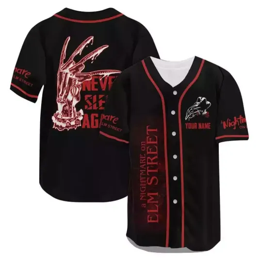Personalized Freddy Krueger Never Sleep Again Halloween 3D Baseball Jersey Shirt