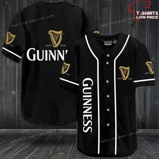Guinness Beer Black Baseball Jersey