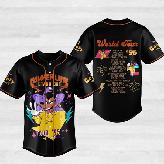 Disney Powerline 95 Baseball Jersey, Goofy Movie Baseball Shirt, Disney World Tour, Magic Kingdom Shirt