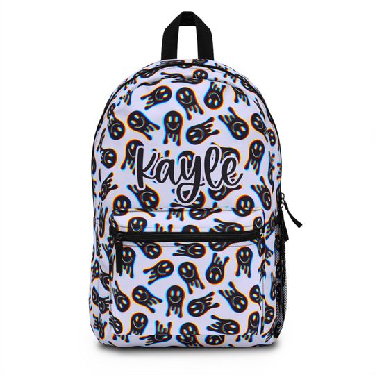 Personalized Smiley Backpack, Custom Name Bag for Kids & Adults, Birthday Gift