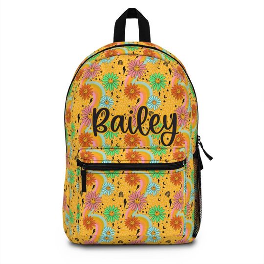 Smiley Face Checkered Backpack – Custom Yellow Bag for Kids, Back to School Gift