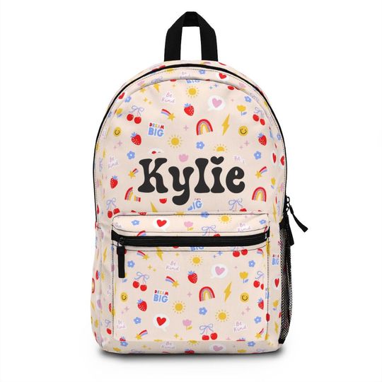 Personalized Girls Smiley Face Backpack, Back to School Toddler Daycare Bag Gift