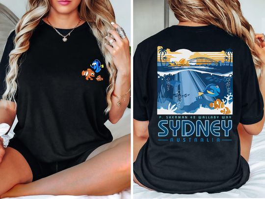 2 Side Disney Finding Nemo Shirt, Finding Dory Sydney Australia T-shirt