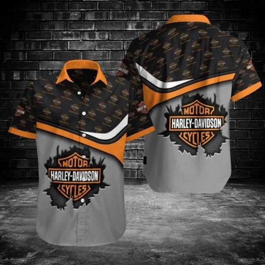 Harley Motorcycle Davidsons Button Shirt, Vintage Garage Work Shirt