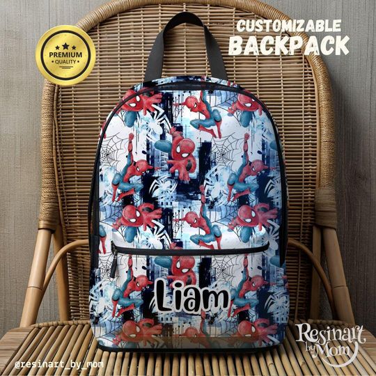Custom Superhero Backpack, Personalized Kids School Bag, Spidey Gift for Children