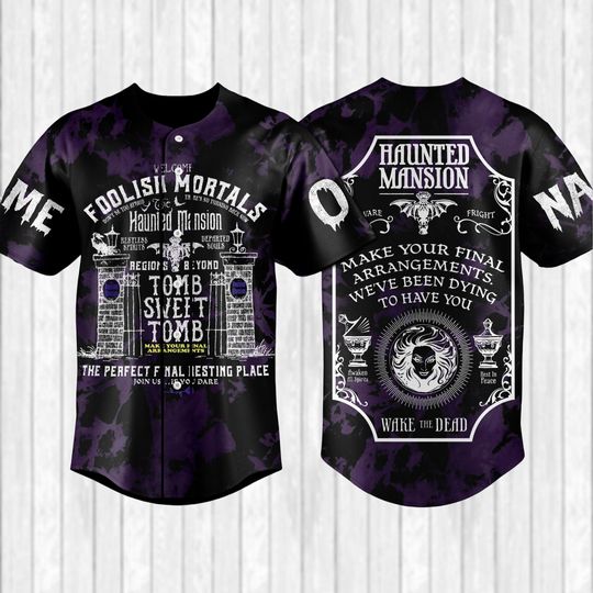 Custom Halloween Haunted Mansion Baseball Jersey, Horror Foolish Mortals Jersey Shirt, Disneyland Halloween Shirt, Spooky Season Gift