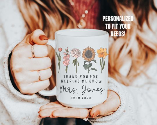 Personalized Teacher Mug Daycare Teacher Gift Ideas, Preschool Thank You Gift, Custom Teacher Gift for Teacher Back to School Thank You Mug