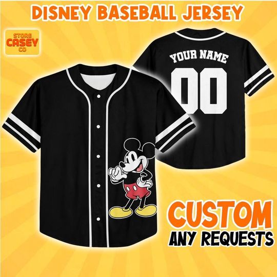 Custom M.i.c.k.e.y Black Jersey, Disneyland Trip Shirt, Baseball Gift for Fan