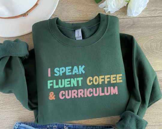 Coffee and curriculum teacher Sweater, Funny Teacher Shirts, Back to school teacher, Coffee teacher Sweatshirt, Teacher appreciation Gift