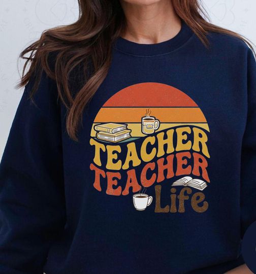 Teacher Gift Sweatshirt, Retro Floral Back to School Shirt, Checkerboard Daisy Tee, Vintage Style Unisex Crewneck, Groovy Teacher Apparel,