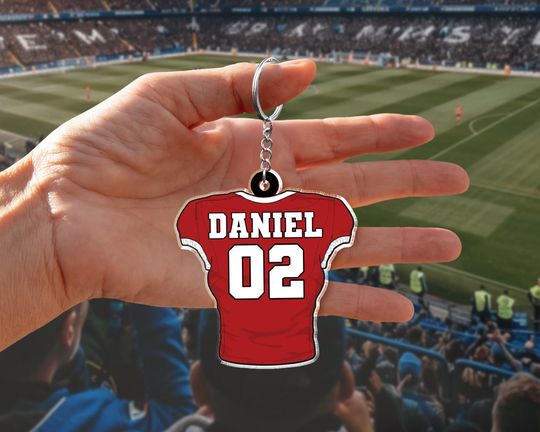 Custom Jersey Number Keychain, Football Name Tag Football Player, Football Season Gifts