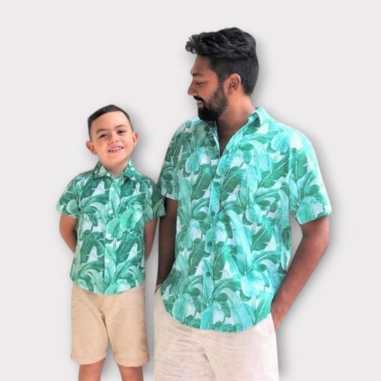 Father and son matching shirts, Tropical Daddy & Me Shirts, Dad Son matching Hawaiian Shirts, Dad and Son Matching Button Down Shirts