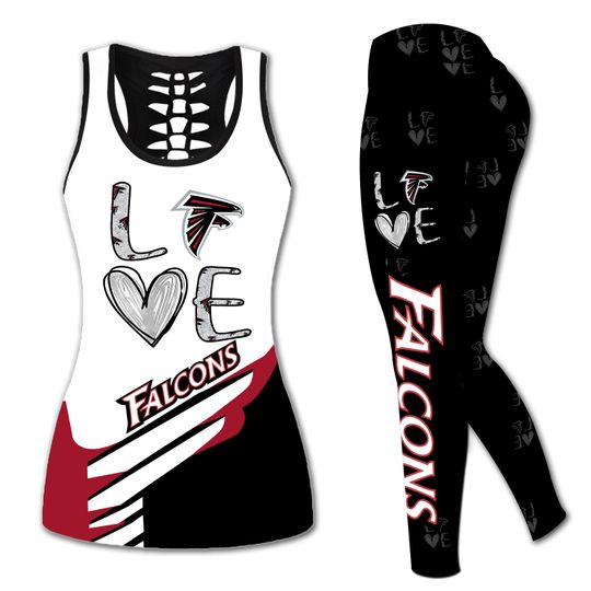 Atlanta Falcons Love Hollow Tanktop Legging Set, Workout Clothes, Gift For Women