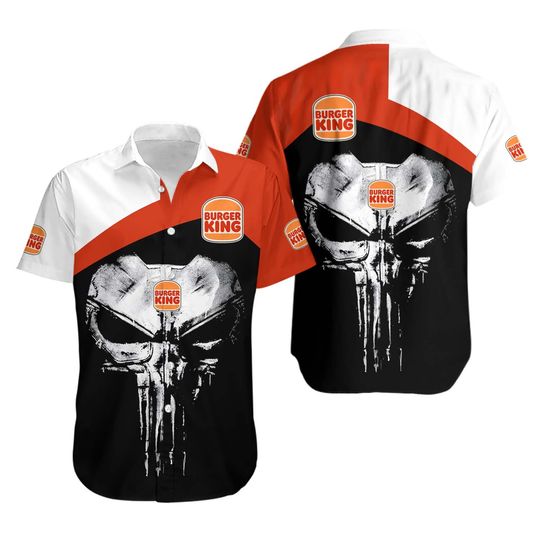 Burger King Logo Hawaiian Shirt Skull Gift Summer