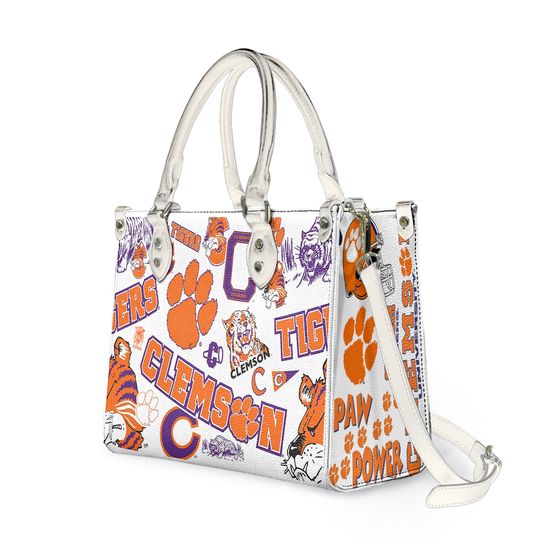 Clemson Tigers Women Leather Handbag BI Fan-made Leather Bag Mom Gift