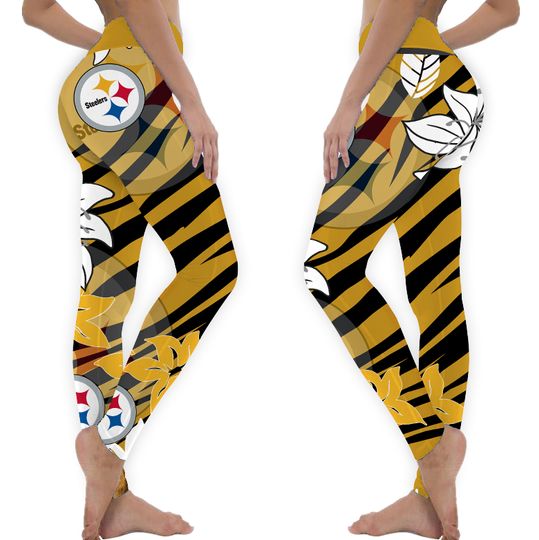 Pittsburgh Steeler Floral Yoga Pants Leggings