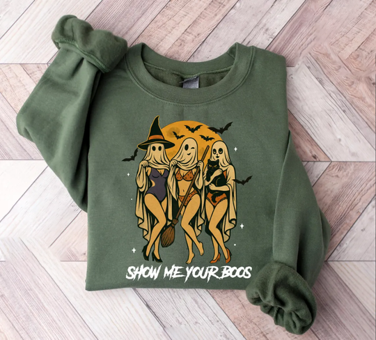 Show Me Your Boos Sweatshirt – Witchy Halloween Shirt for Spooky Season