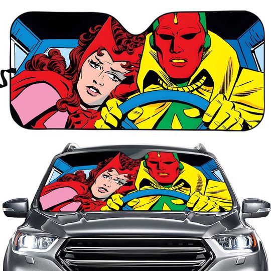 WandaVision Car Sun Shade, Vision Scarlet Witch Car Sunshade, Wanda Maximoff, Maximoff 1989, Scarlet Witch Fan Gifts, Avengers Car Sun Shade