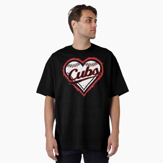  Vintage Heart Throwbacks Retro Cubs Men Women Oversized T-Shirt
