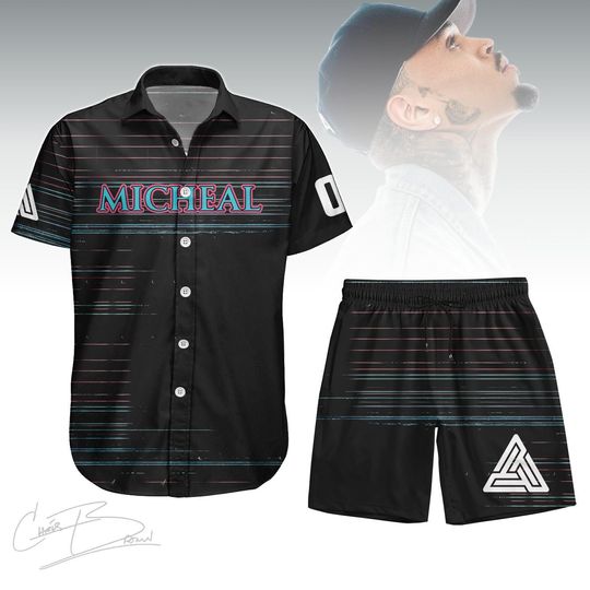 Chris Brown Button Shirt And Shorts, Breezy Bowl XX Tour 2025 Outfit, Chris Brown Concert Shirt Men, Chris Fan Shirt For Men And Women