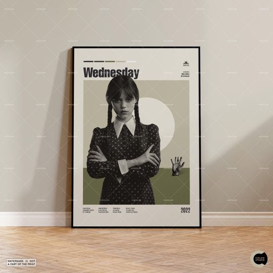 Wednesday Addams Vintage Movie Poster - Retro Modern Mid Century TV Series Poster