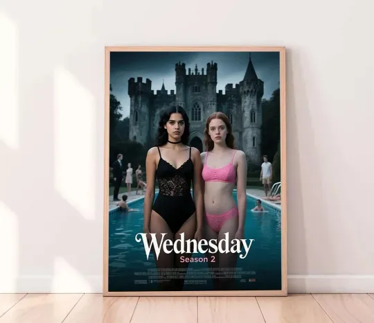 Wednesday Season 2 Movie Poster Jenna Ortega Emma Myers TV Show Wall Decor