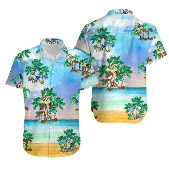 Wile E Coyote Hawaiian Button Down Shirt