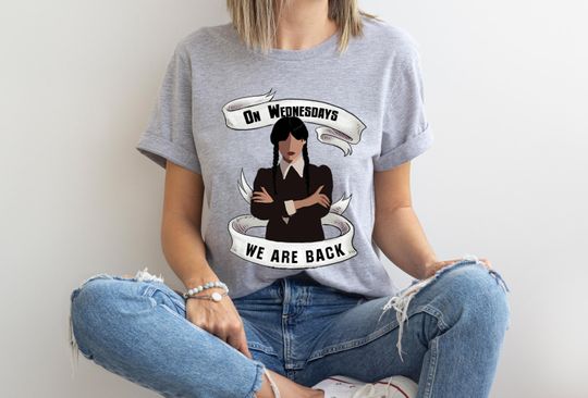 Wednesday Gothic Halloween T-Shirt with Addams Family Retro Witch Aesthetic