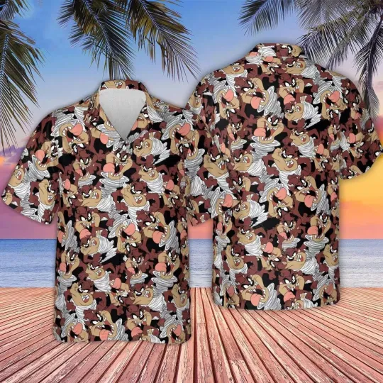Tasmanian Devil Hawaiian Button Down Shirt