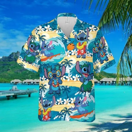 Stitch Hawaiian Button Down Shirt